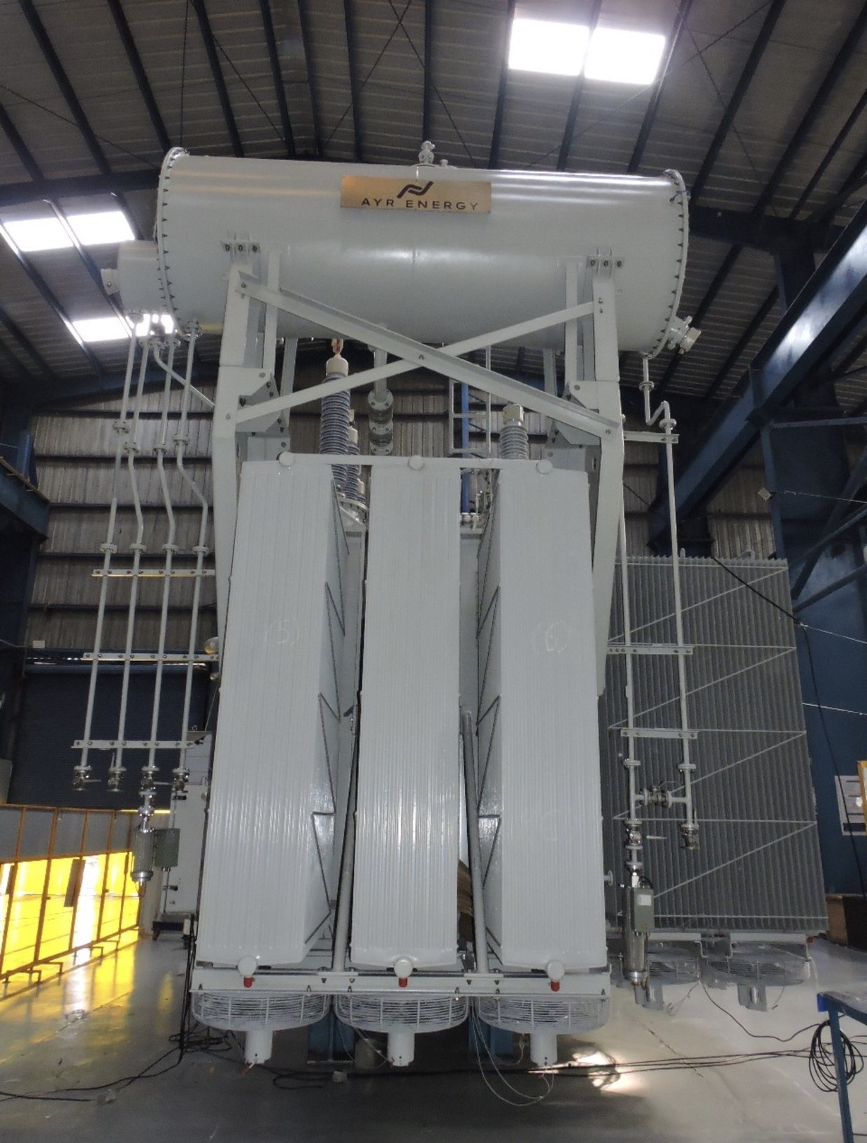 AYR Energy distribution transformer fitted with Triveni cooling radiators