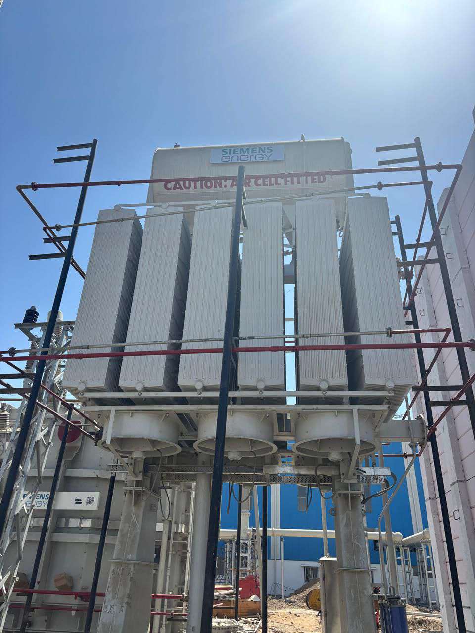 Siemens power transformer fitted with Triveni radiators on site