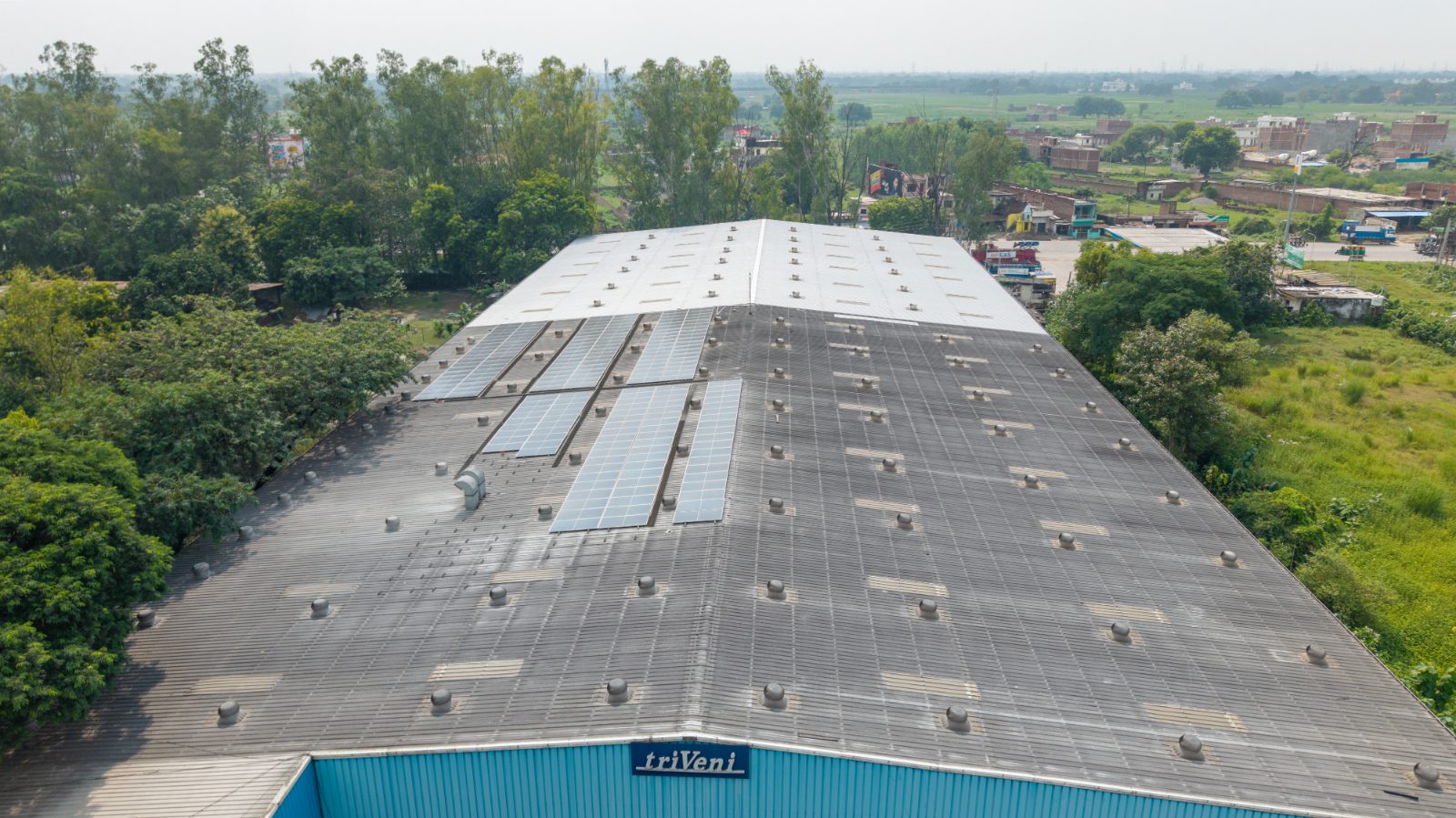 Rooftop solar panels on Triveni Radiators' Naini, Prayagraj manufacturing facility